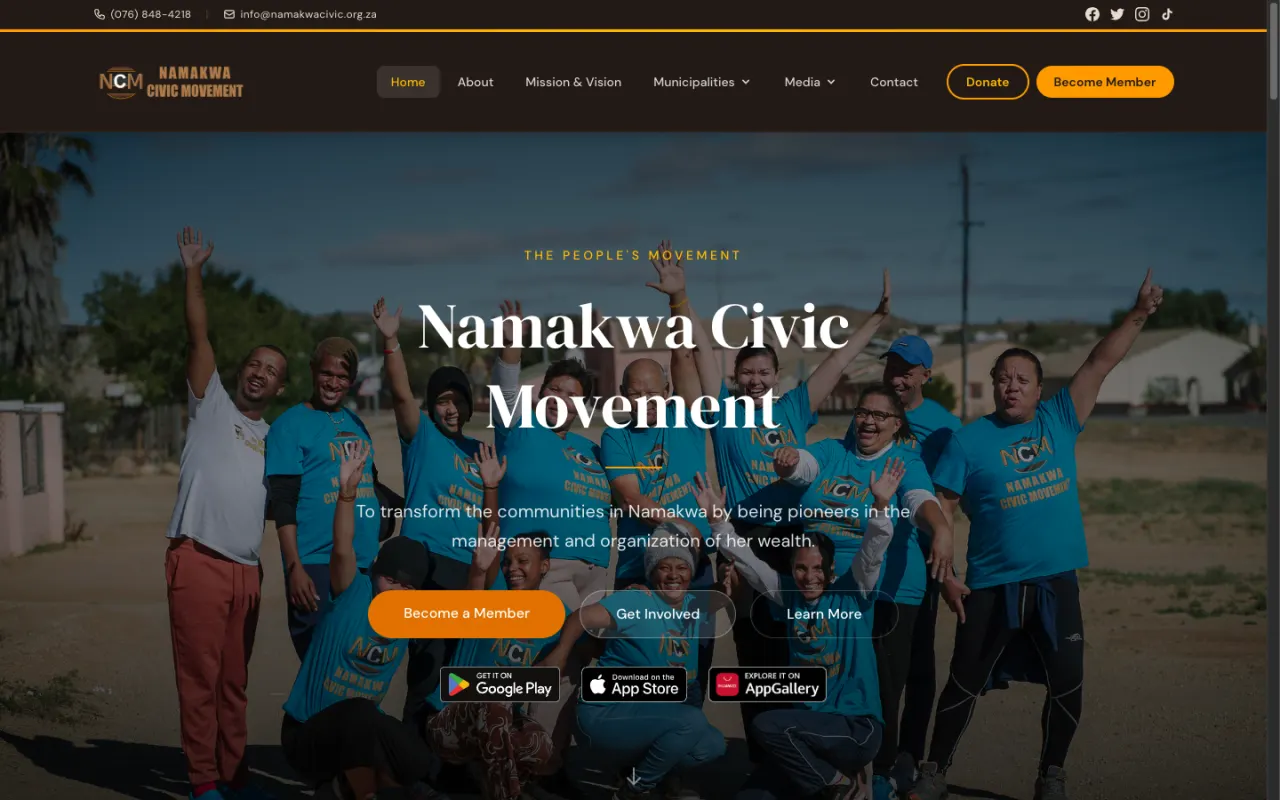 Party website, NCM Mobile App
